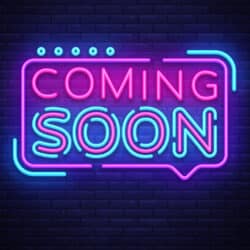 Coming Soon Neon Sign Vector. Coming Soon Badge in neon style, design element, light banner, announcement neon signboard, night neon advensing. Vector Illustration.
